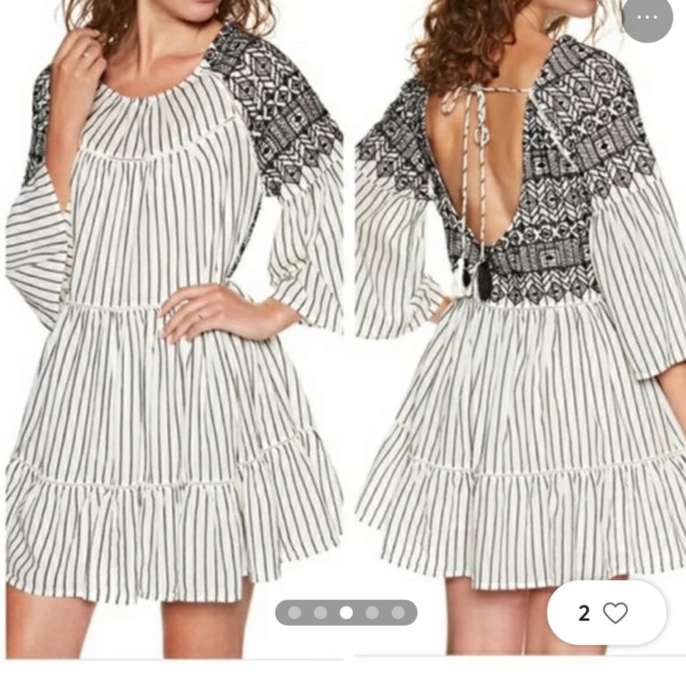 - Free People Lola Embroidered Black & White Oversized Mini‎ Dress Women’s …
